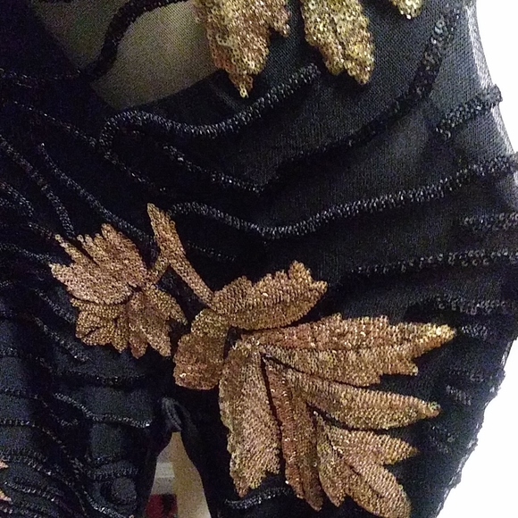 36'',28'',38''Talk about Sexy! Black & Gold Sequined Jumpsuit - Picture 7 of 15
